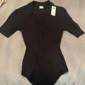 Abercrombie Black Collared bodysuit